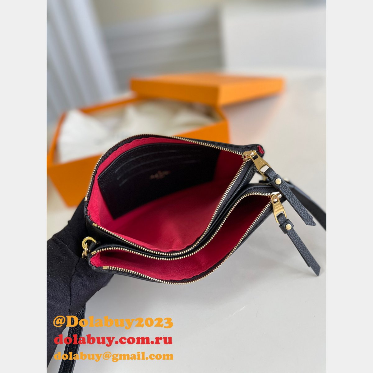 Louis Vuittons Knockoff Double Zip Pochette Monogram M69203 Brown Bag