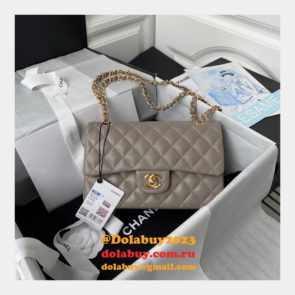 High Quality Replica Lambskin Classic Flap CF 23cm Bag