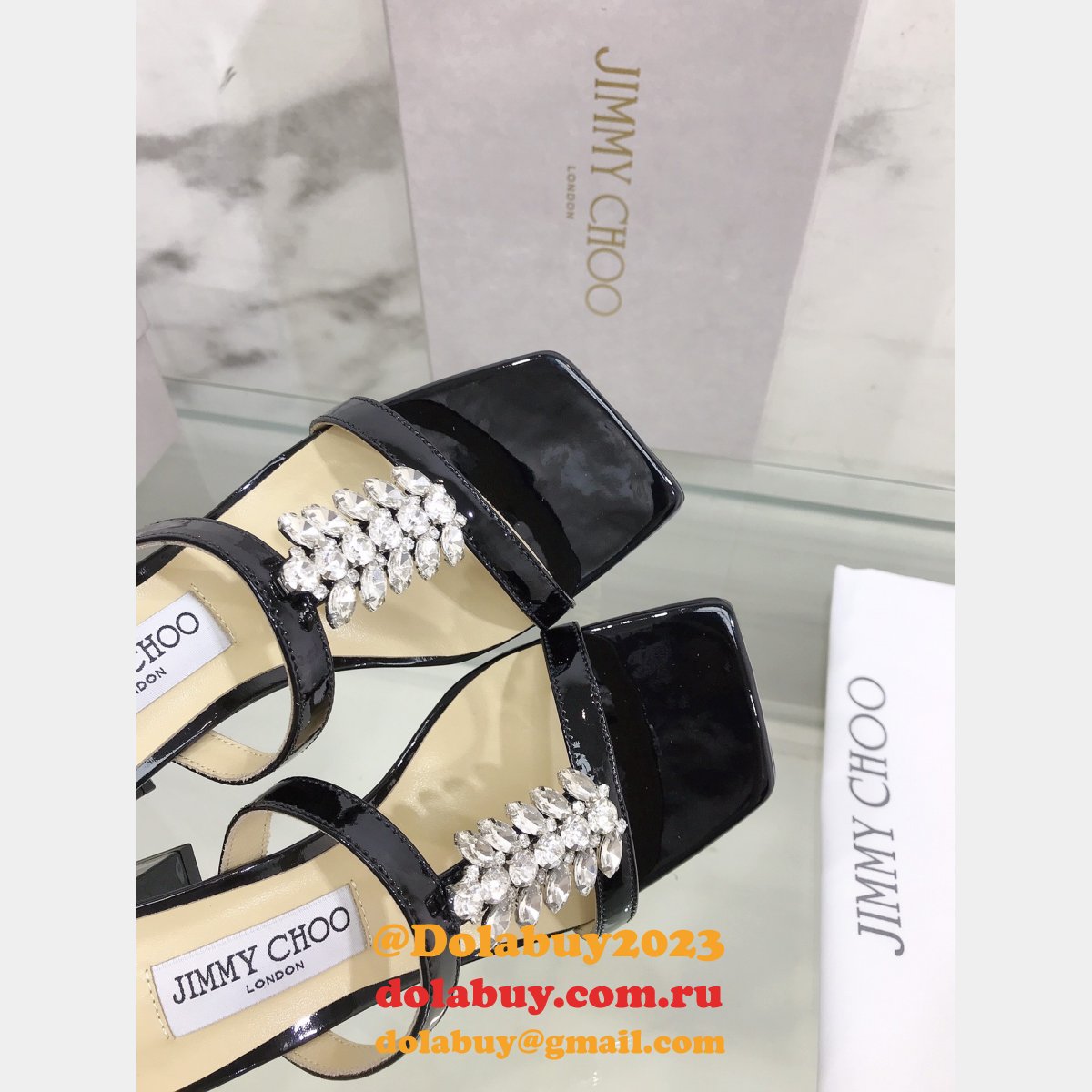 Top Designer Flat Sandals Jimmy Choo Heel 7 cm High Replica Shoes