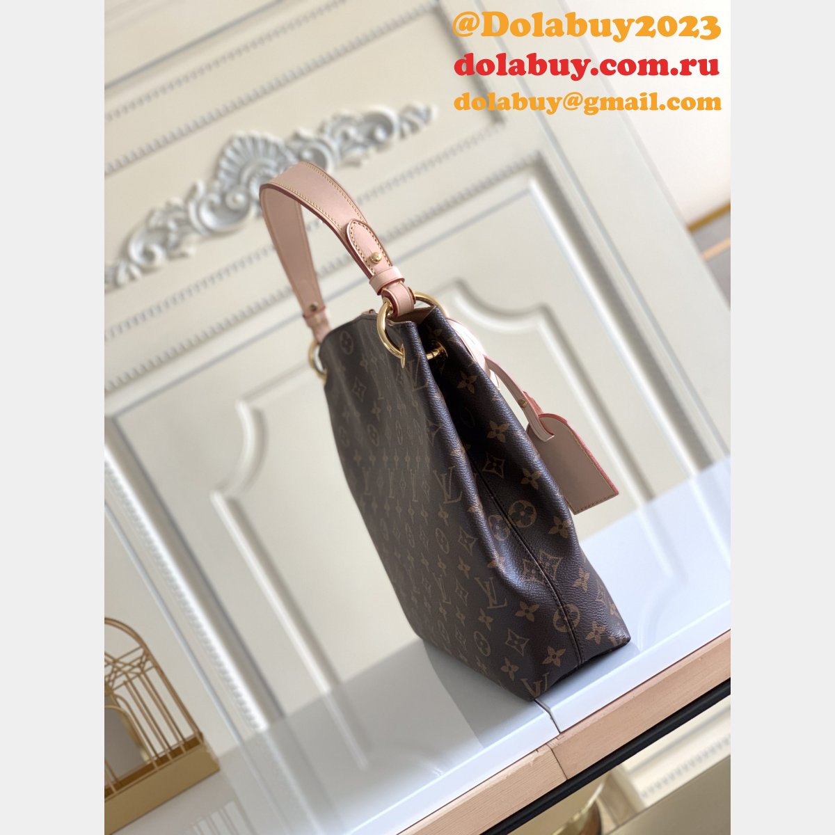 Wholesale Louis Vuitton N43701 Top Replica Monogram Shopping Cabas Bag Tote