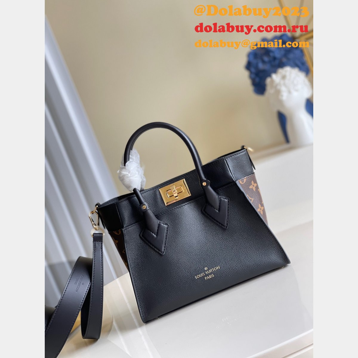 High Quality Louis Vuitton M57729/M57728 On My Side PM Greige/Black