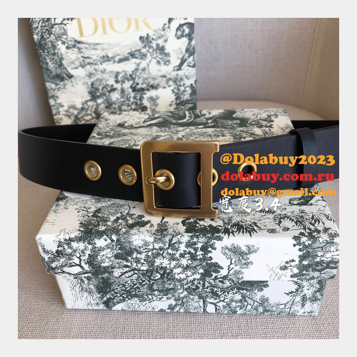 Christian Louboutin Replica 3.4cm Black Spiked Leather Belts