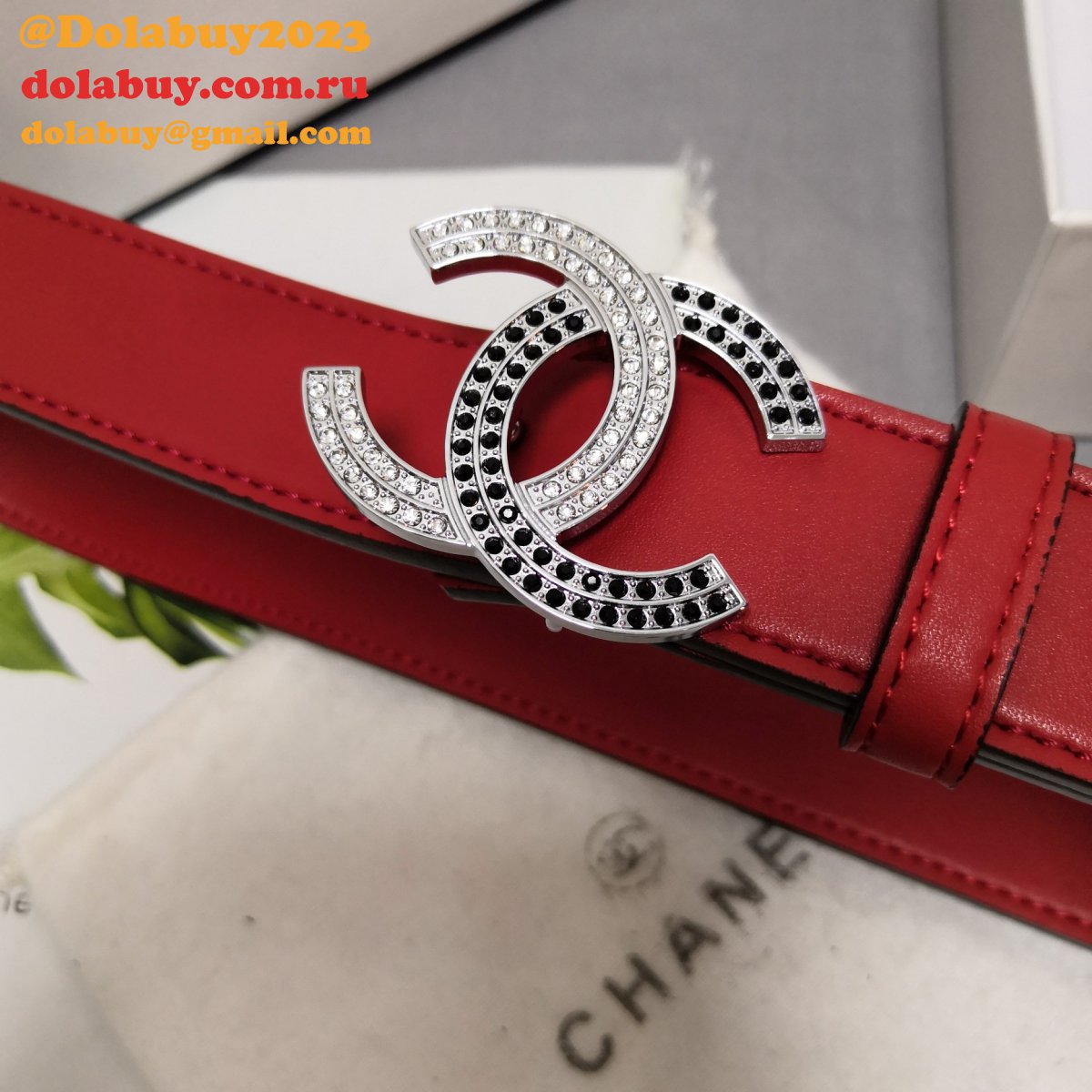 Top Quality Replica CC Double C Belt Red Width 3.0cm 1135