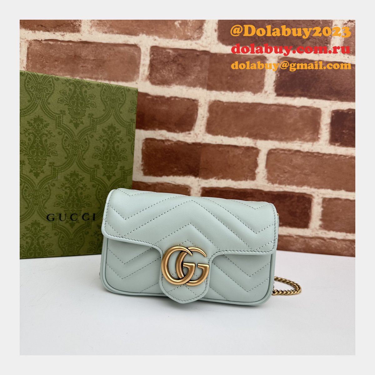 faux G*u*i matelassé shoulder gg marmont replica top bag