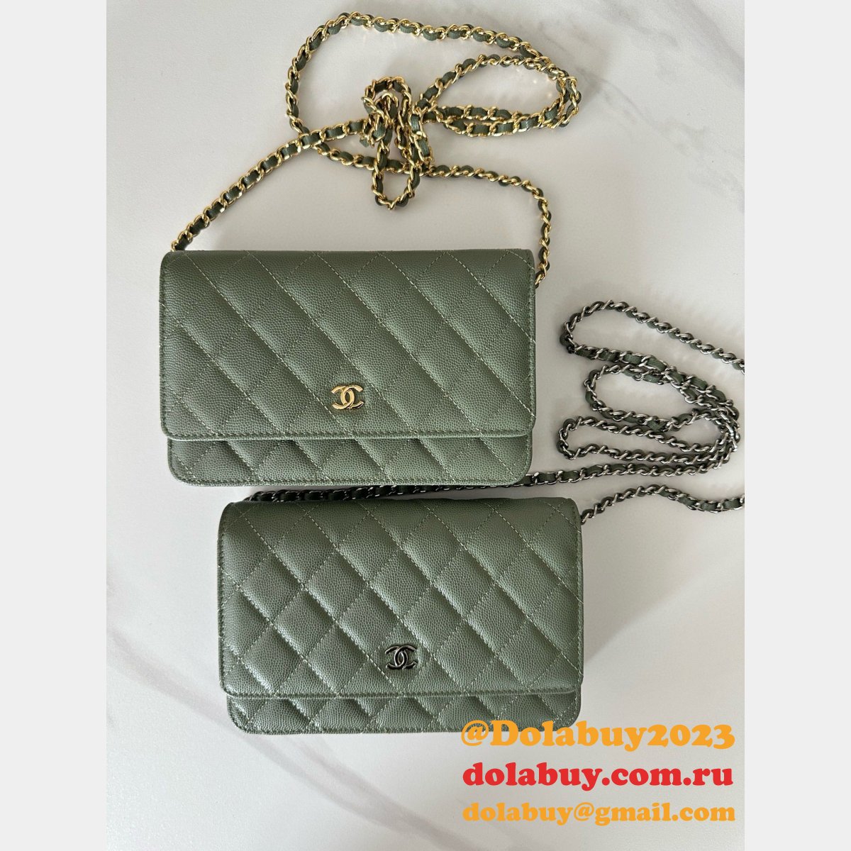 New CC WOC SMALL CAVIAR LEATHER CHAIN BAG Magnetic buckle