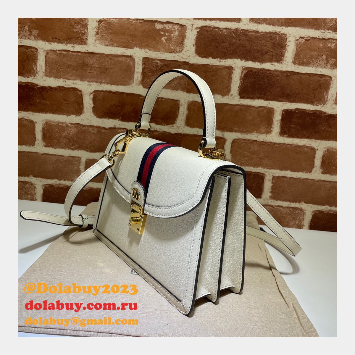 G*u*i black/cream ophidia small top handle replica bag