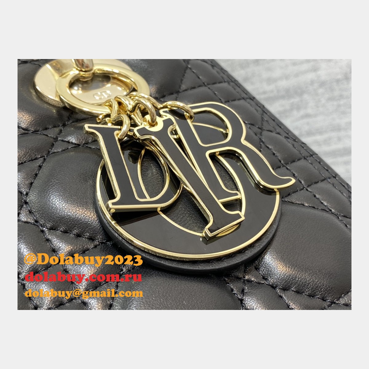 Perfect Quality Replica Lady Dior 24cm Dolabuy Black Handbag