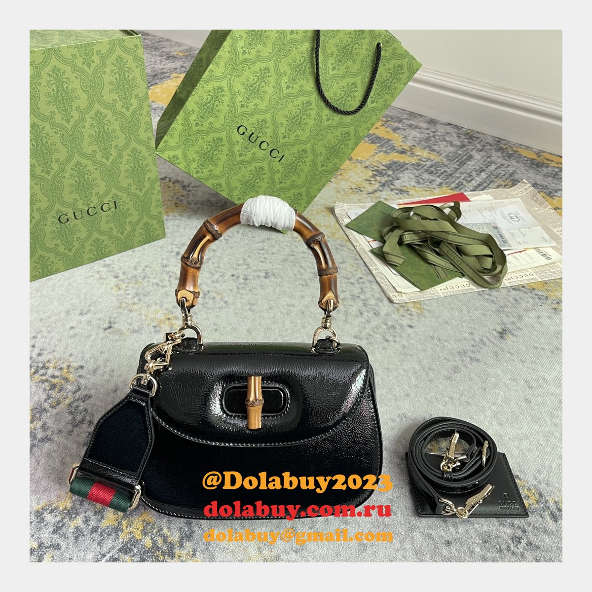 top quality G*u*i bamboo 1947 small top handle bag #675797