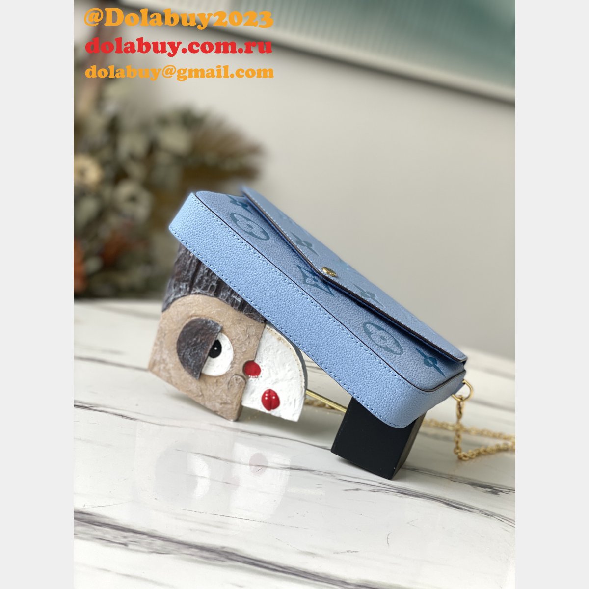 Louis Vuitton Félicie Pochette Monogram Empreinte M80498 Blue Bag