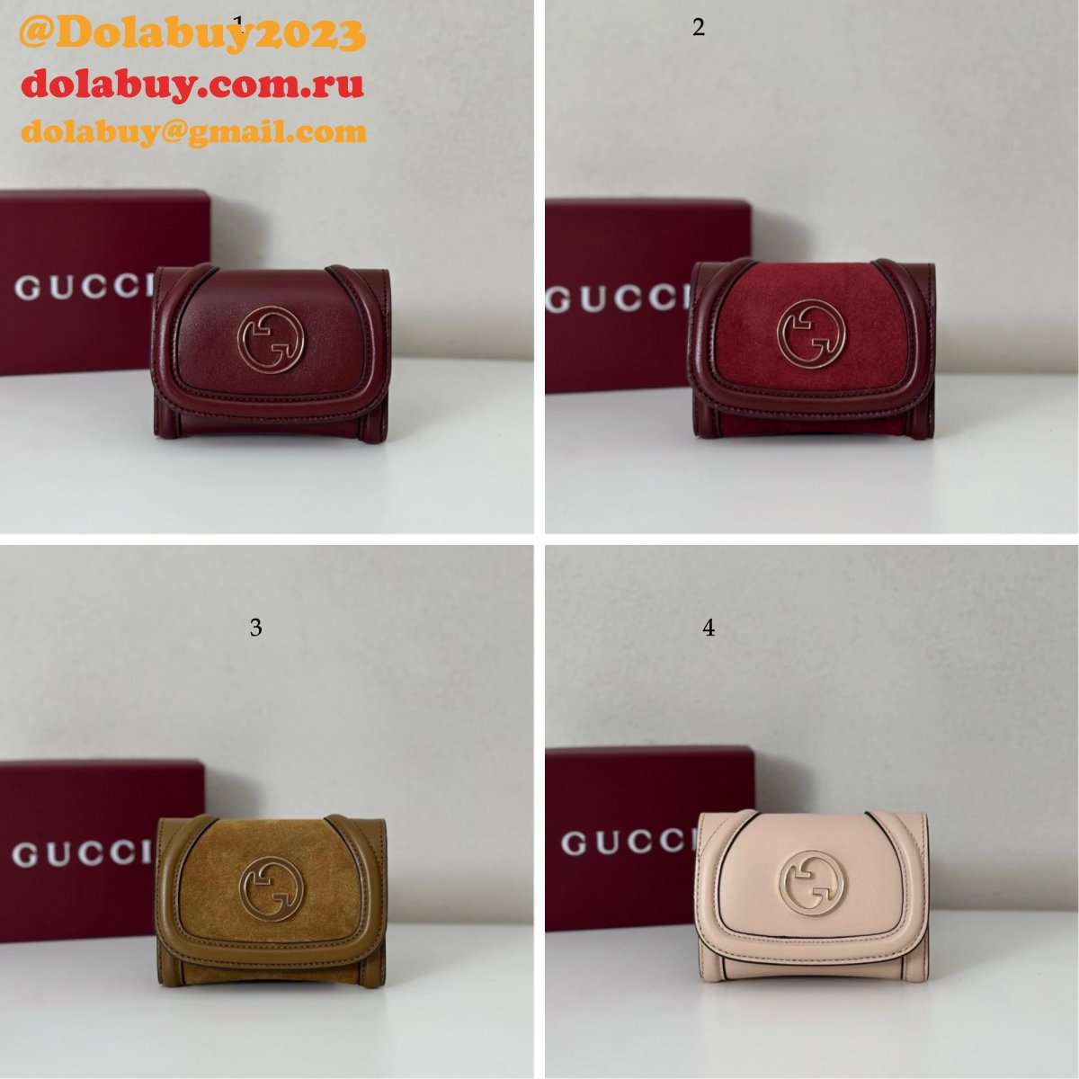 Gucci Wholesale 818795 Blondie Card Case Leather Wallets