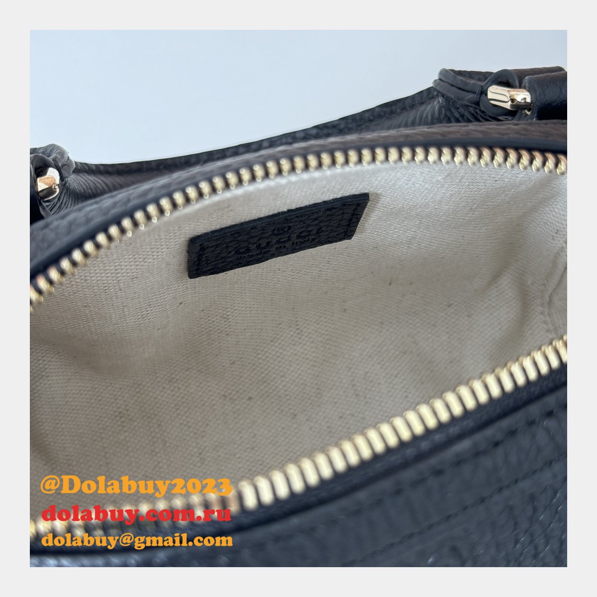 G*u*i duplicate gg emblem super top handle cheap 815256 black bag