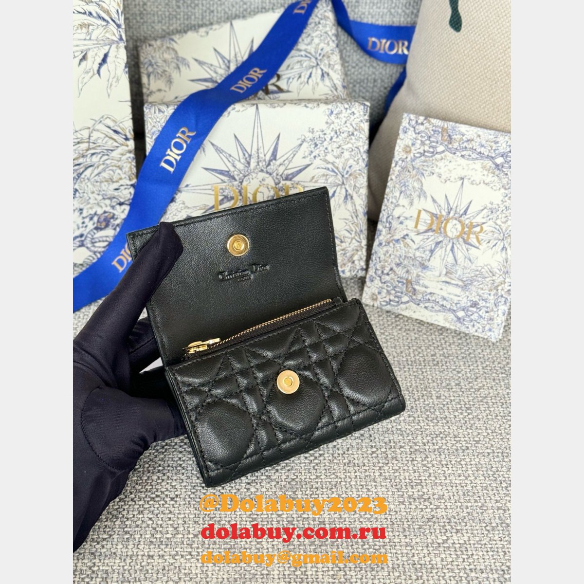 Wholesale Dior Lady Lamb Skin Wallet Inspired