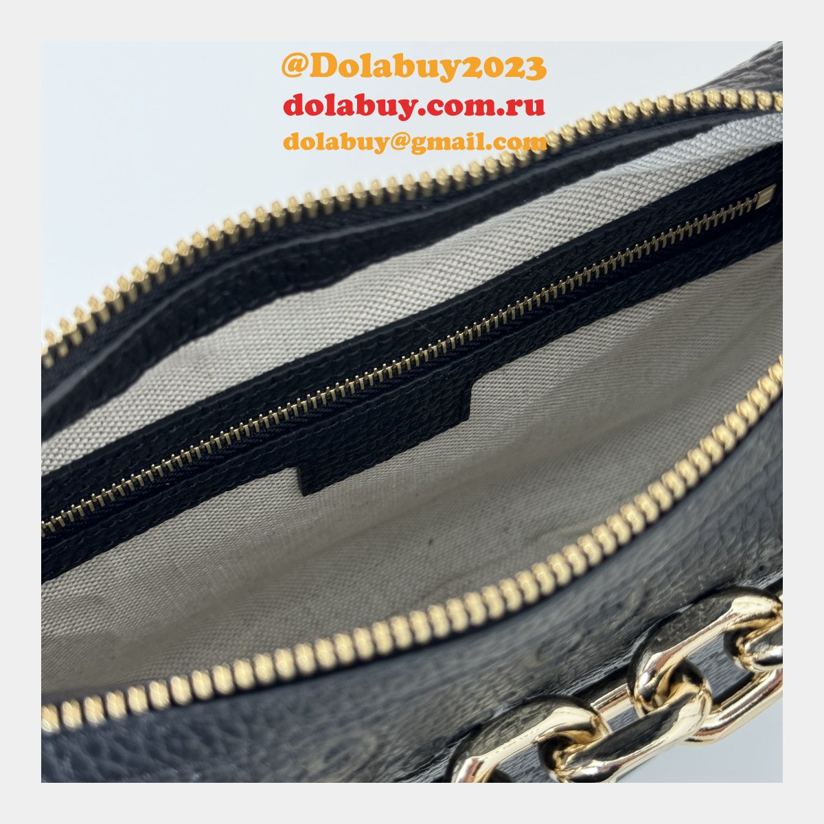 G*u*i 815409 black gg emblem small shoulder chain knockoff bag