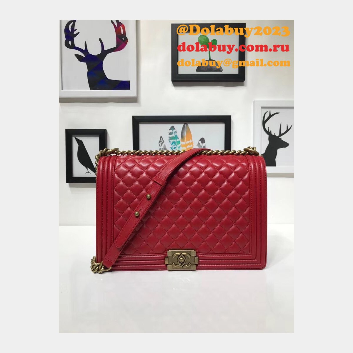 High Quality CC Le Boy Luxury Bags Lambskin 30cm