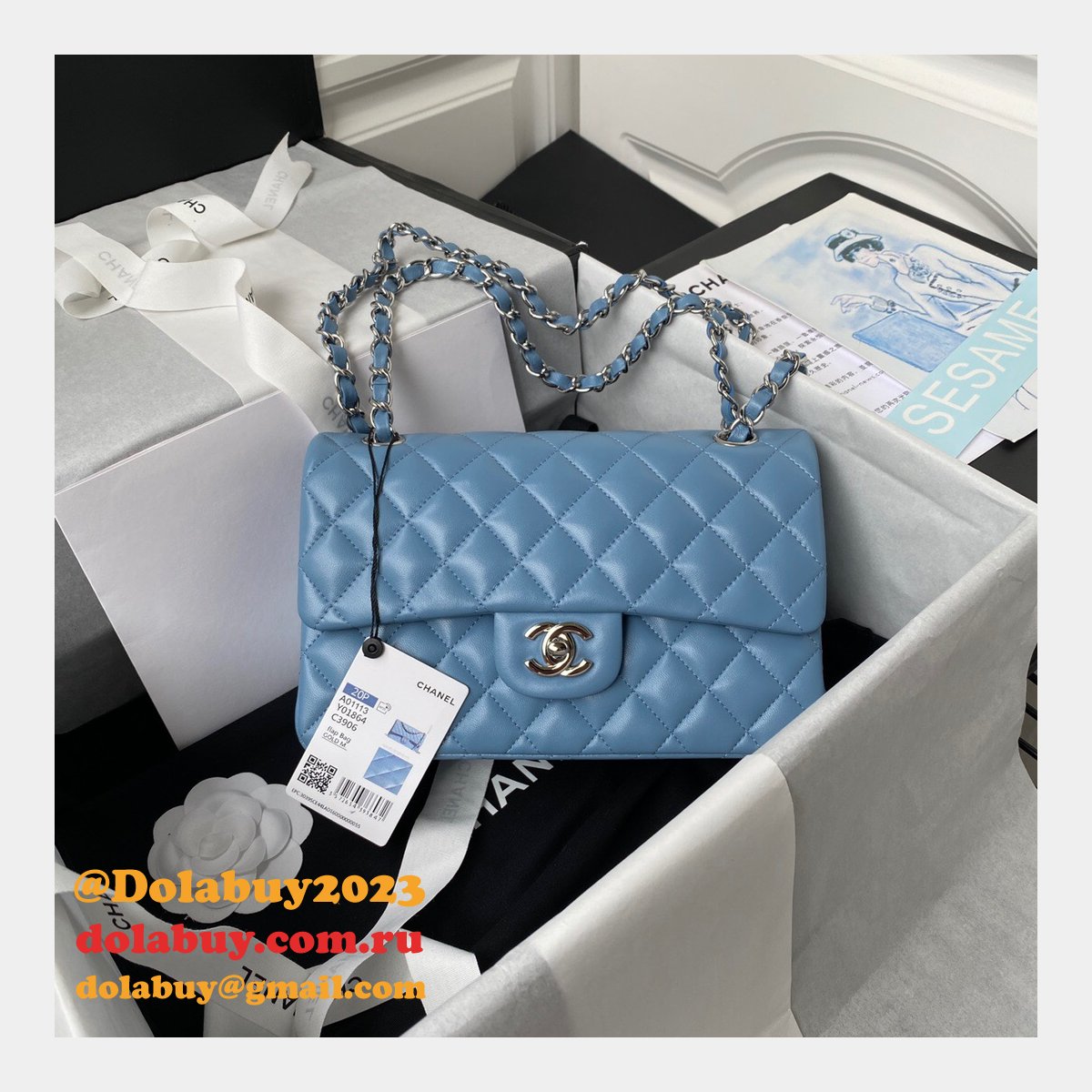 High Quality Replica Lambskin Classic Flap CF 23cm Bag