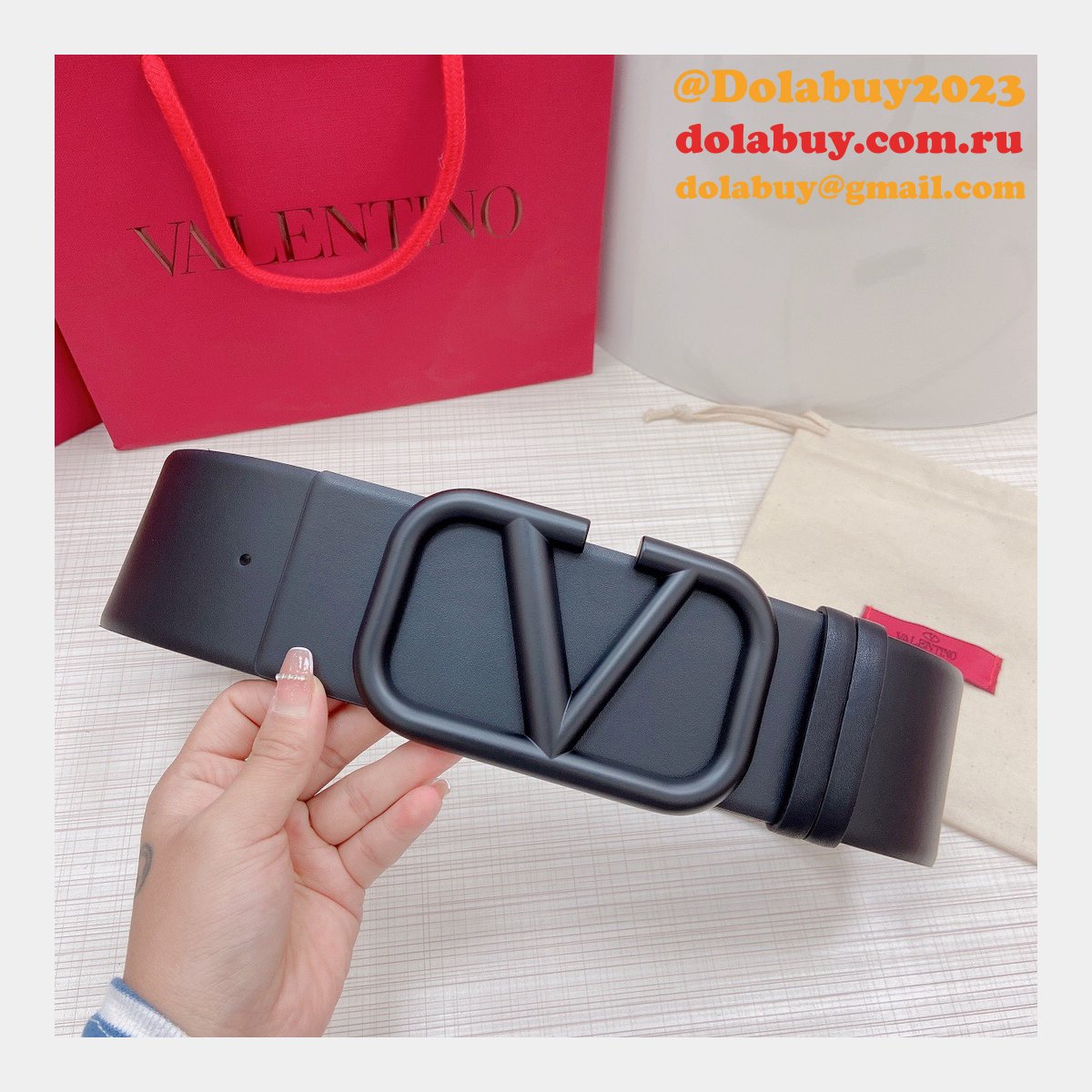 Wholesale Replica Valentino Black/Red Belts