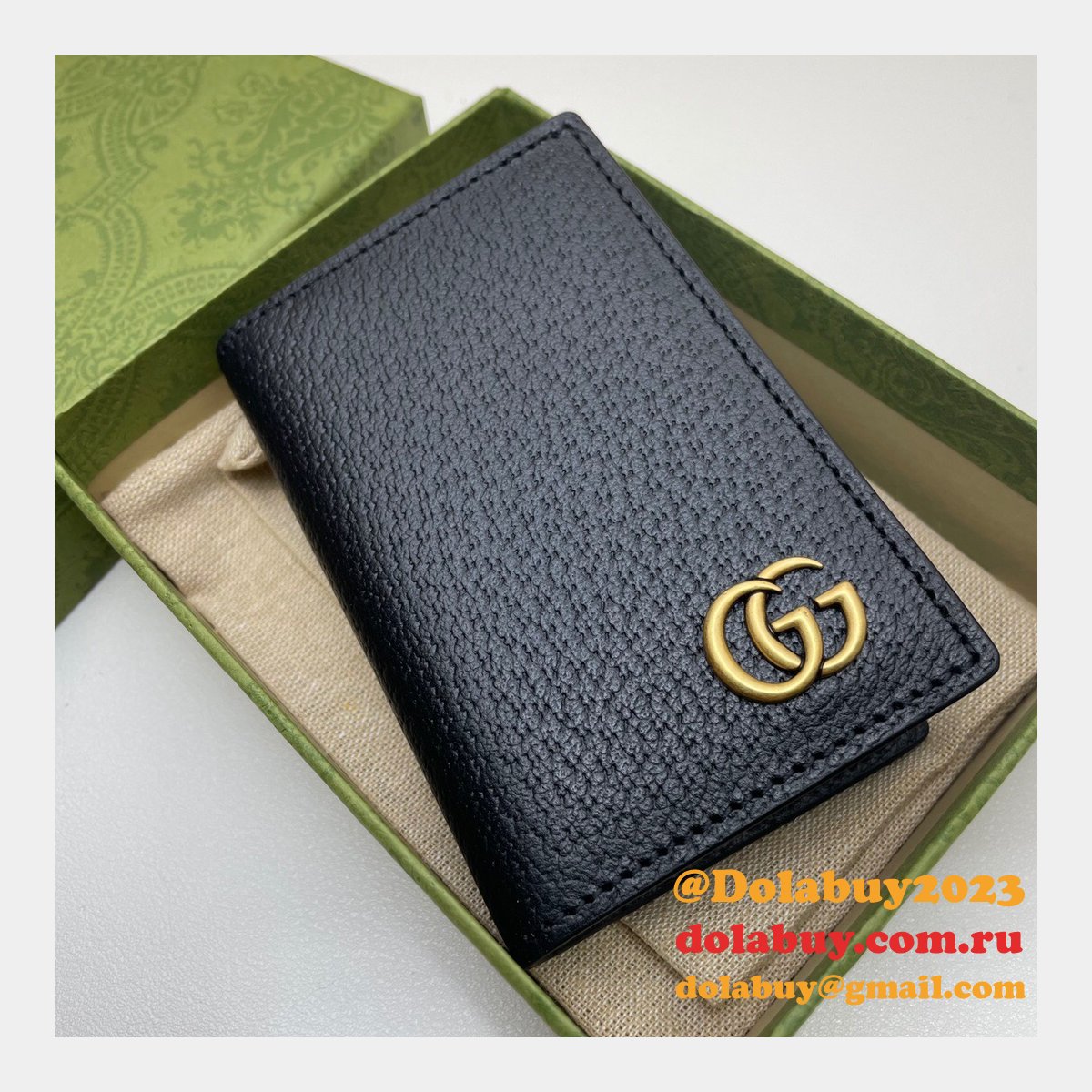 high quality G*u*i replica 547075 gg marmont card case in black leather