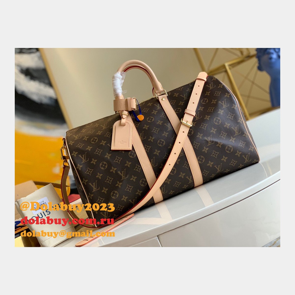 Louis Vuitton Replica 45/50/55cm Keepall Bandouliere Monogram Eclipse M41418 Canvas