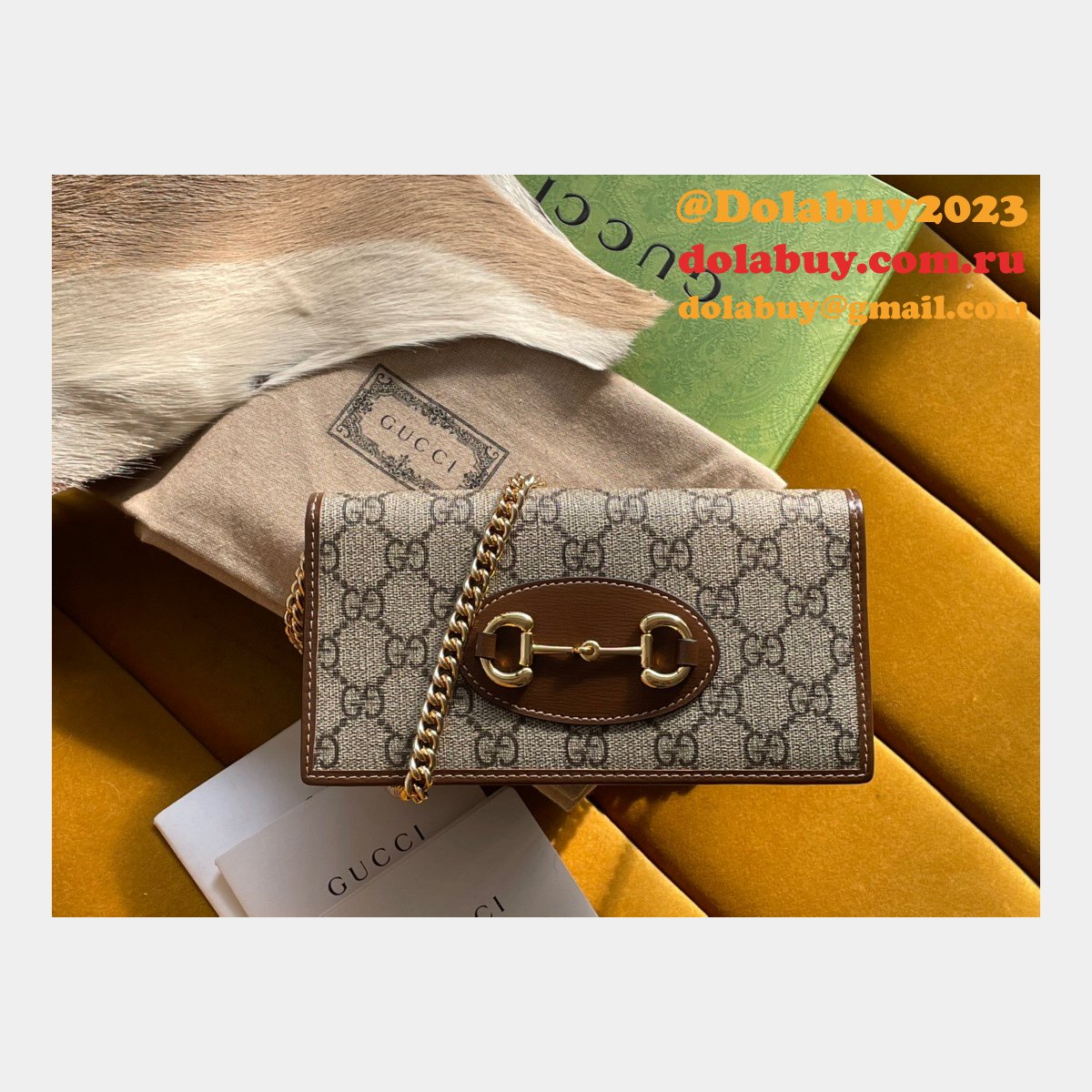 designer G*u*i replicas horsebit 1955 wallet with chain 621892 gg supreme
