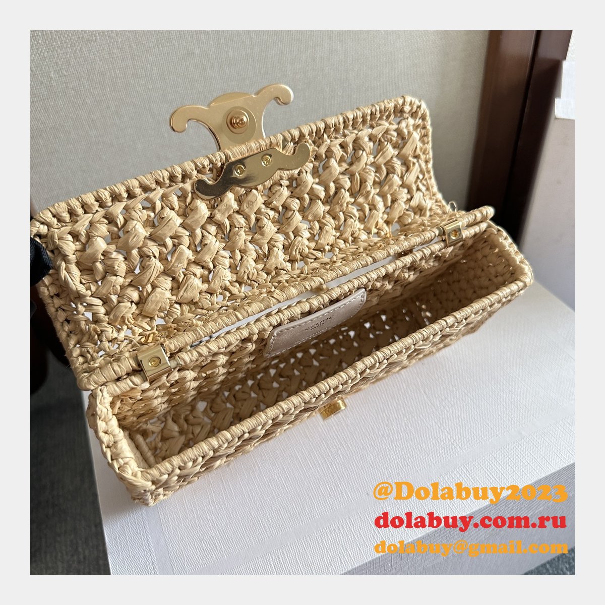 Celine Plein Soleil IN RAFFIA EFFECT TEXTILE SHOULDER BAG