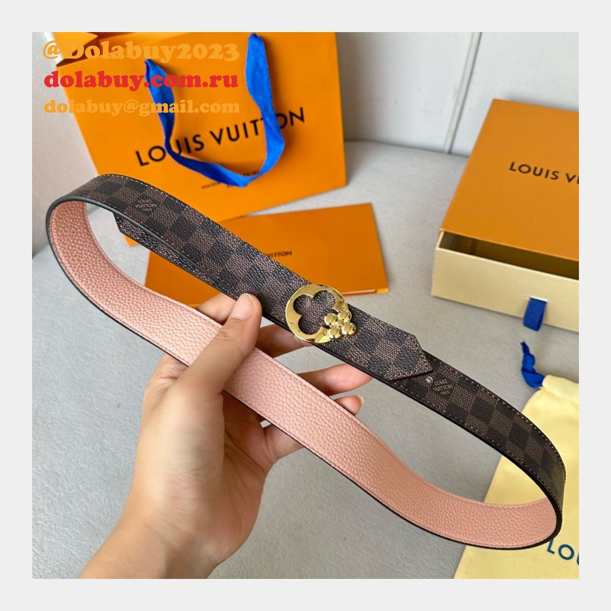 Designer LOUIS VUITTON Women Flowergram Belt 30MM