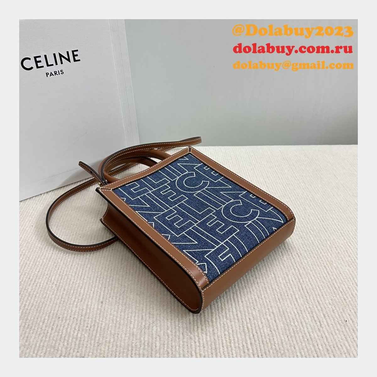 Top Quality celine MINI CABAS BAGS canvas 193302