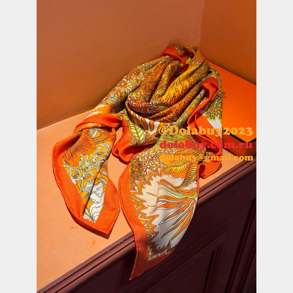 Top Quality Hermes Double-sided Printed Silk Square Scarf