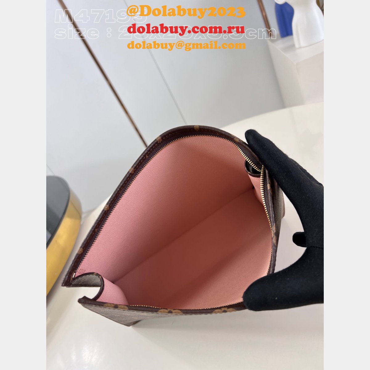 High Quality Trio Toilet Pouch LV M47195 Replica Handbags Online Sale