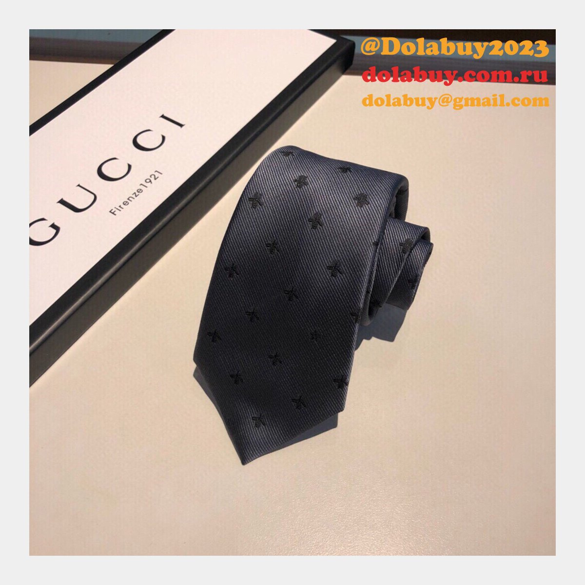 G*u*i huffero designer twill silk tie for men necktie