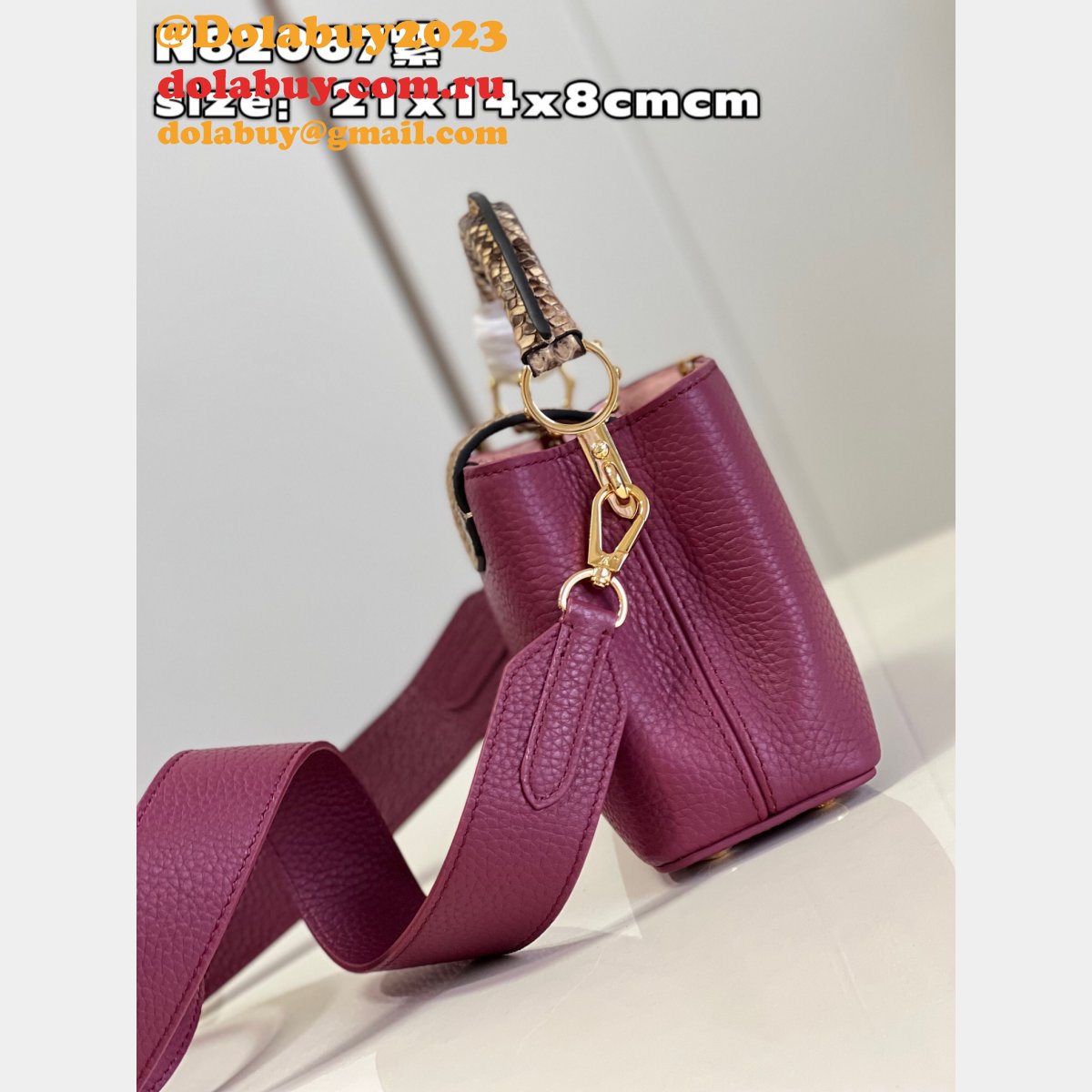 Wholesale Fake Louis Vuitton Capucines Deep Purple N82067 Bag