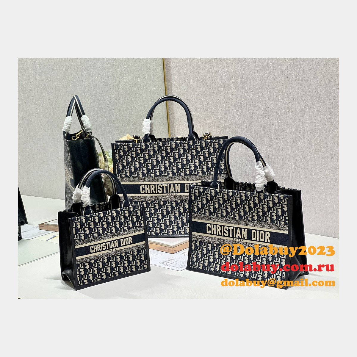 Shop D-Stripes 1286 Bayadere Dior Book Tote Replica Bags