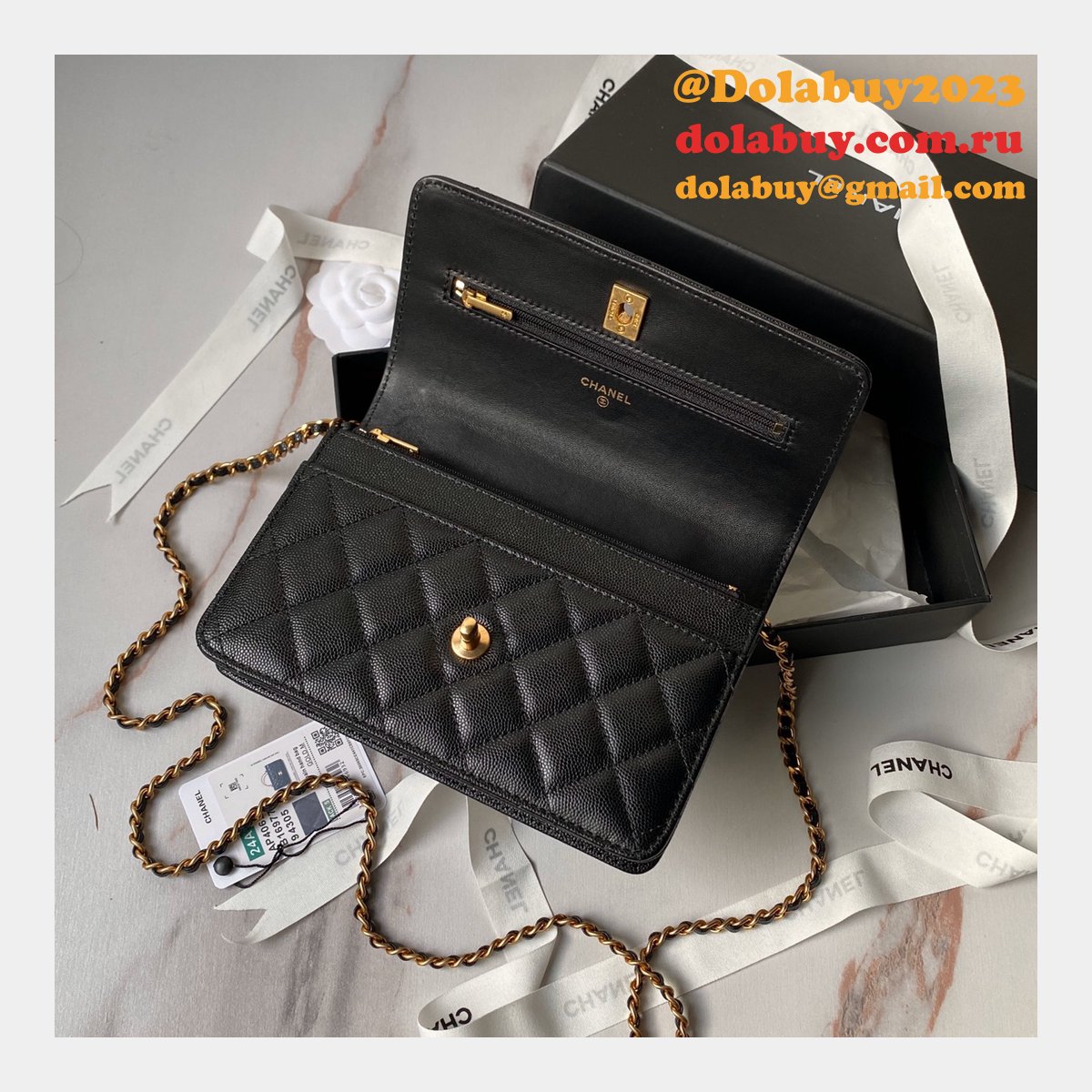Best Top Wallet On Chain 1:1 Mirror AP4062 Black Replica Bag