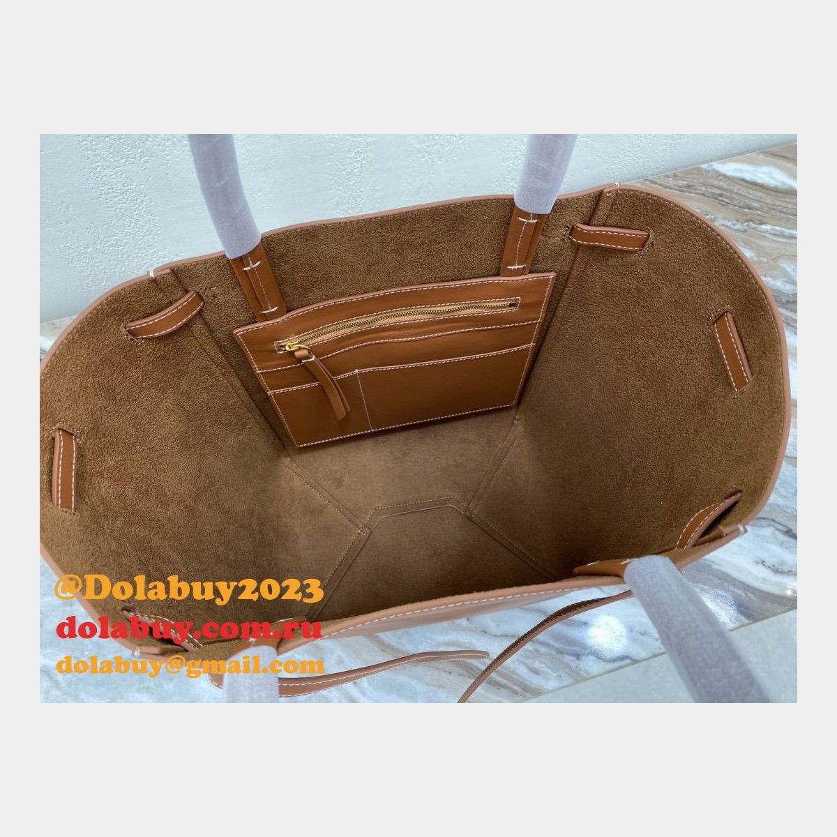 Small Celine Brown Cabas Phantom in soft grained calfskin