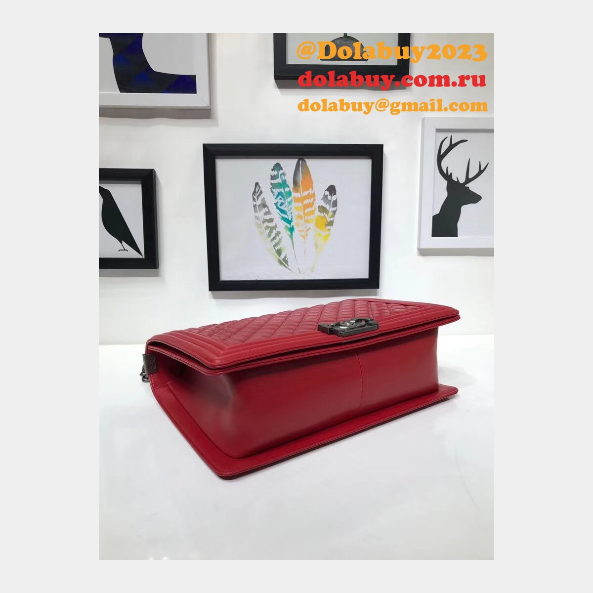 High Quality CC Le Boy Luxury Bags Lambskin 30cm