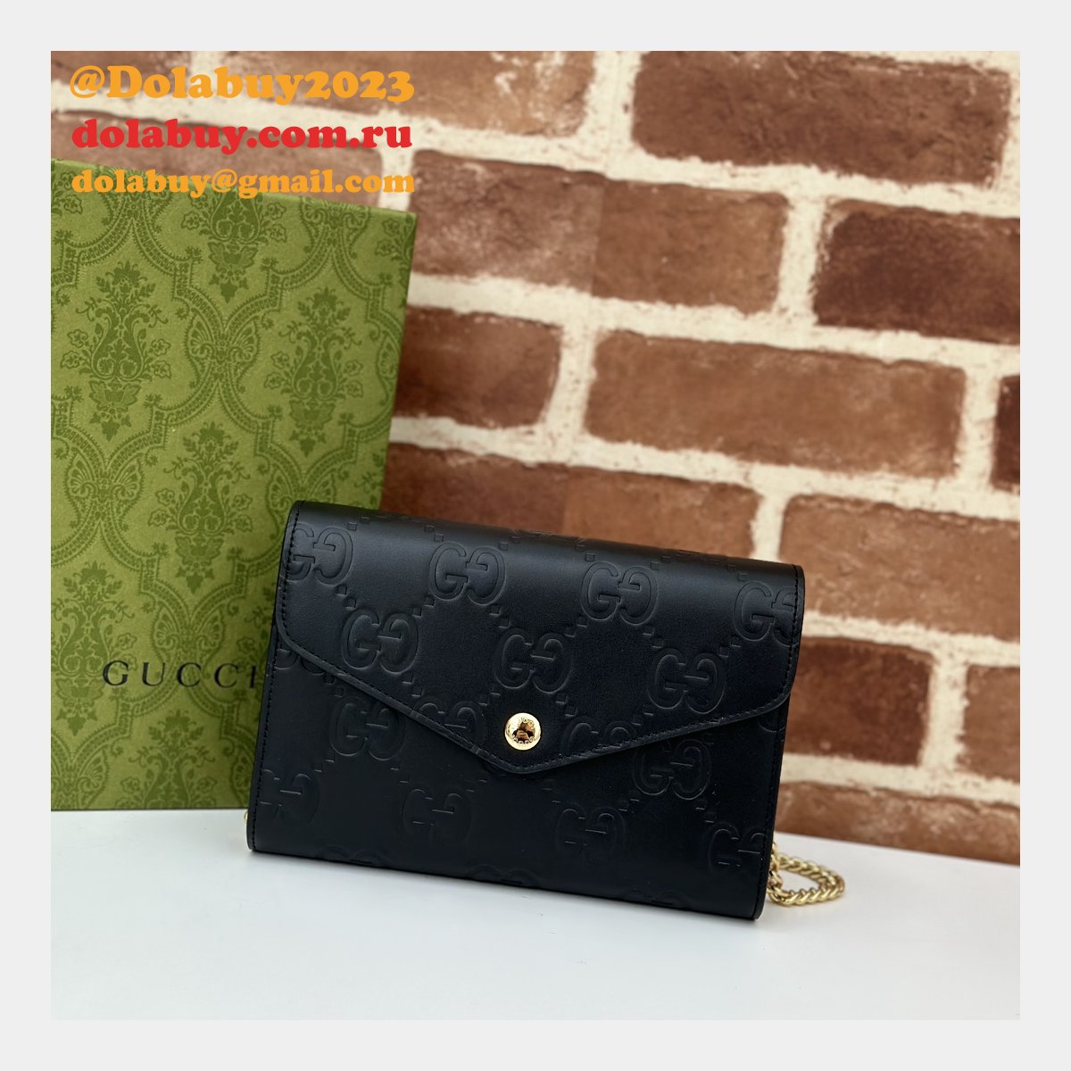 G*u*i copy gg leather chain wallet 1:1 mirror 781555 bag