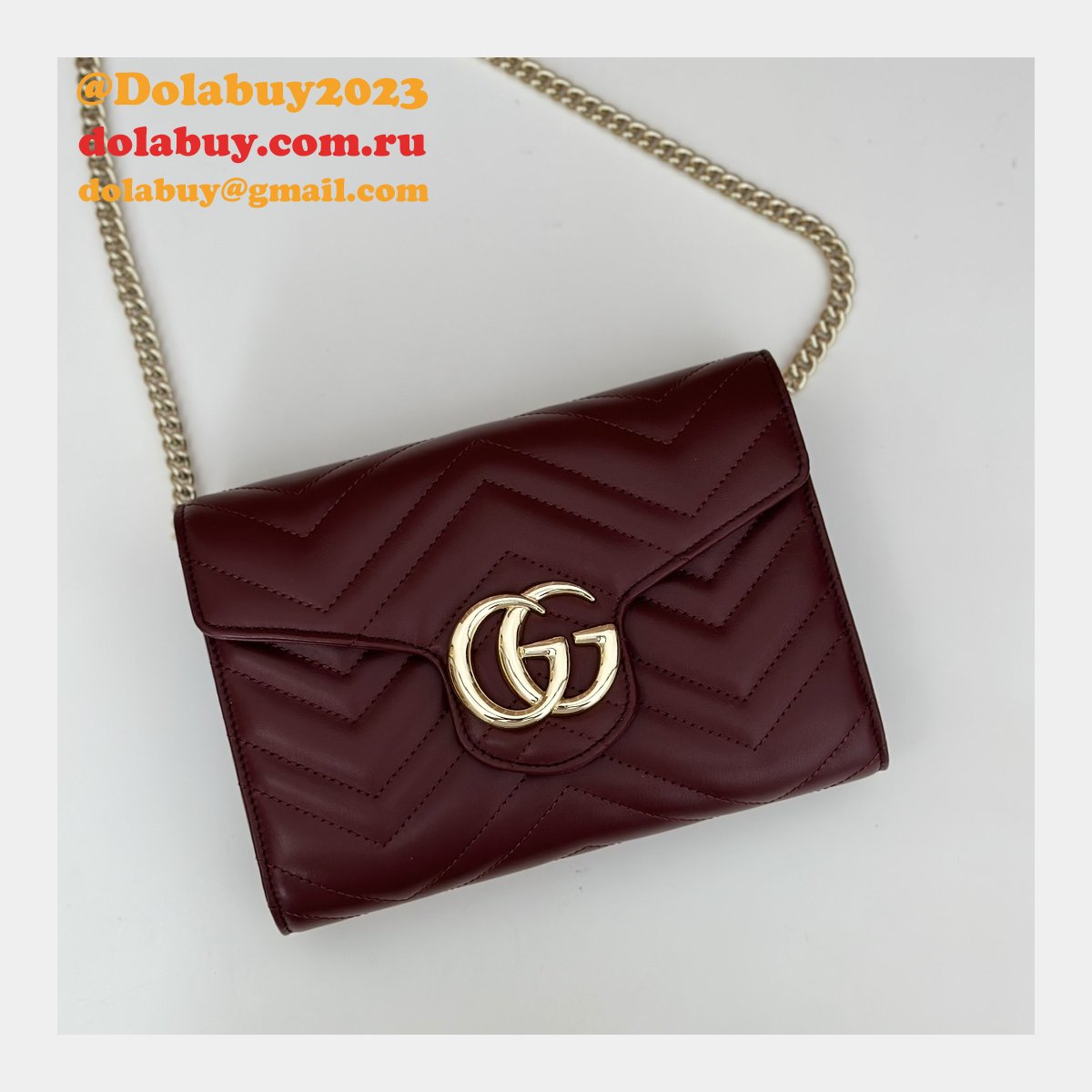 G*u*i fake gg marmont chain wallets 474575 red bag