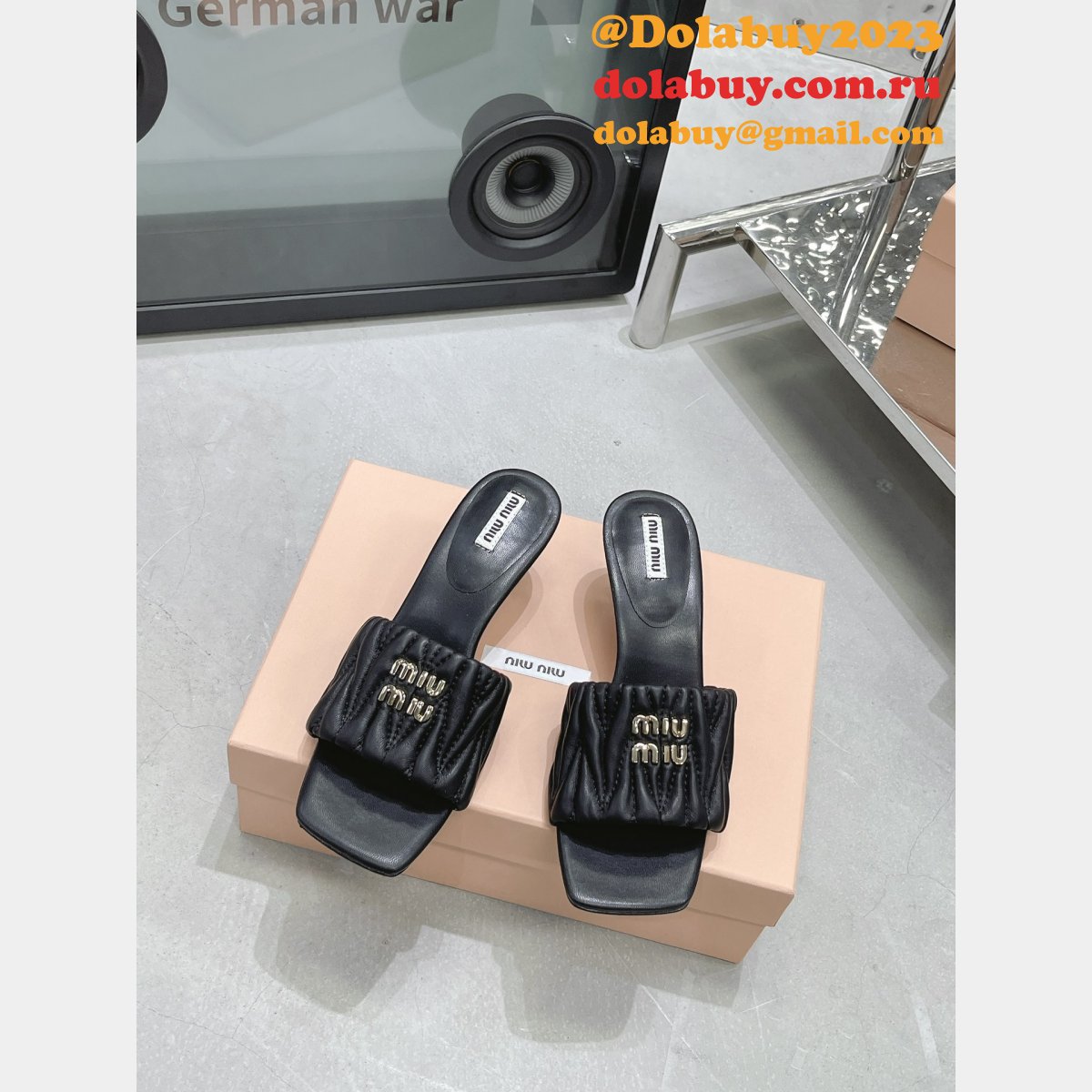 Perfect Luxury Replica Miu Miu high heel slippers Shoes