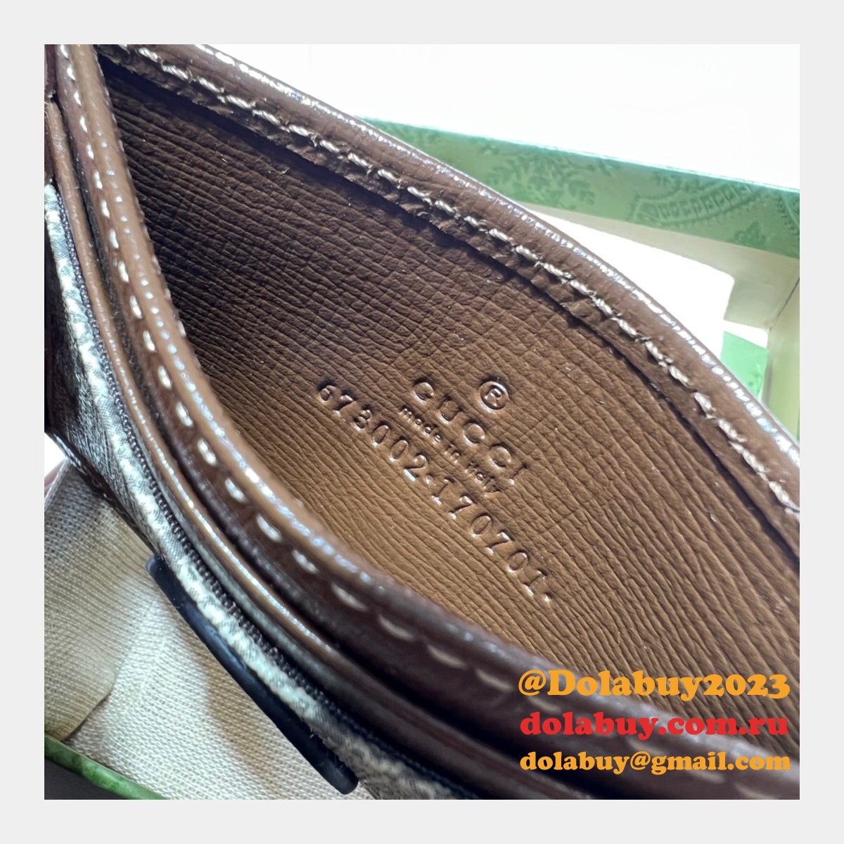 knockoff G*u*i 673002 card case with interlocking g holder for men