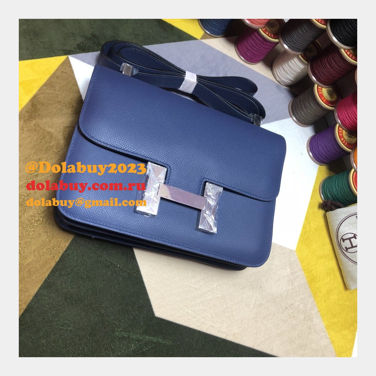 Hermes Constance Bag 23cm Epsom Leather dark blue
