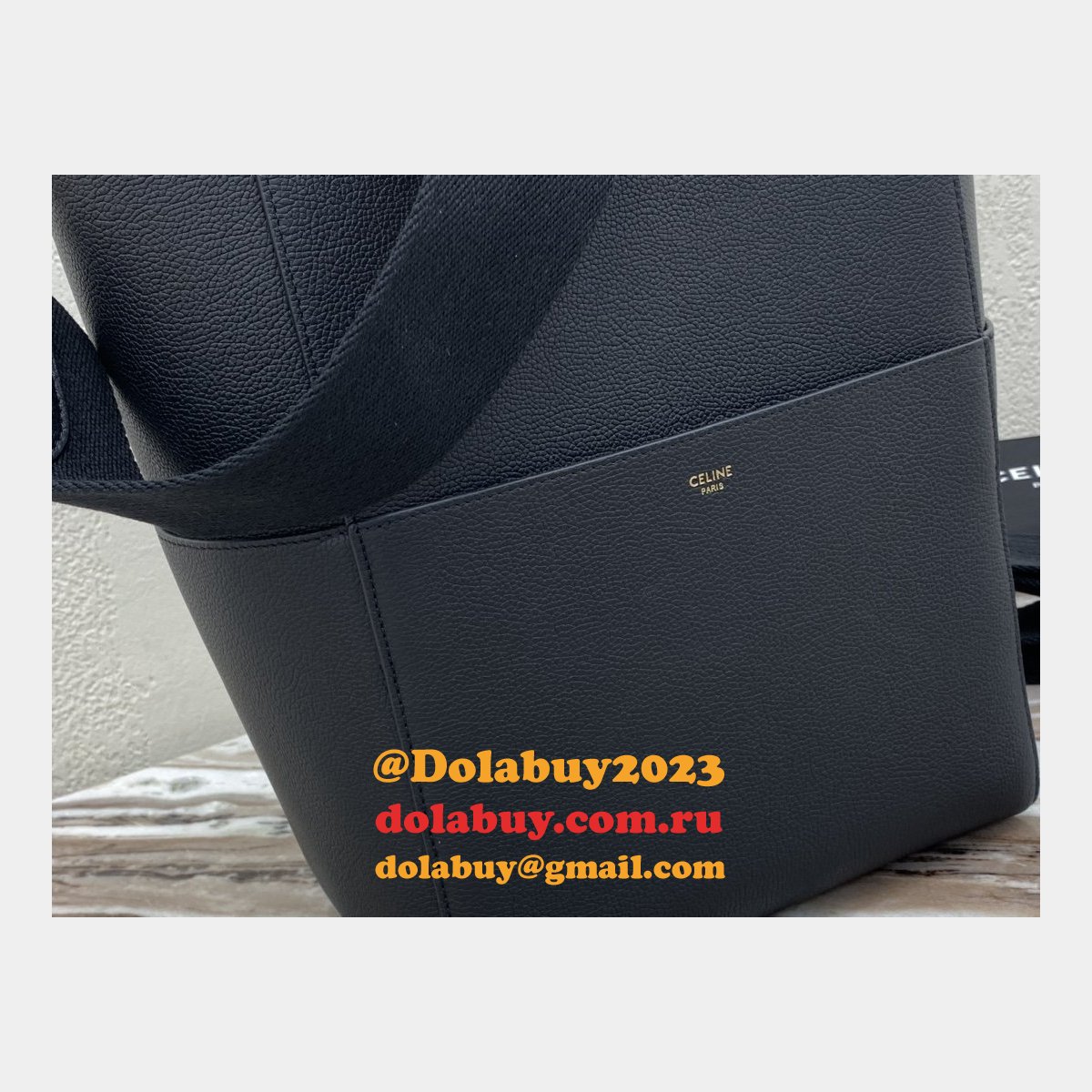 Celine Sangle Small Bucket bag black soft grained calfskin