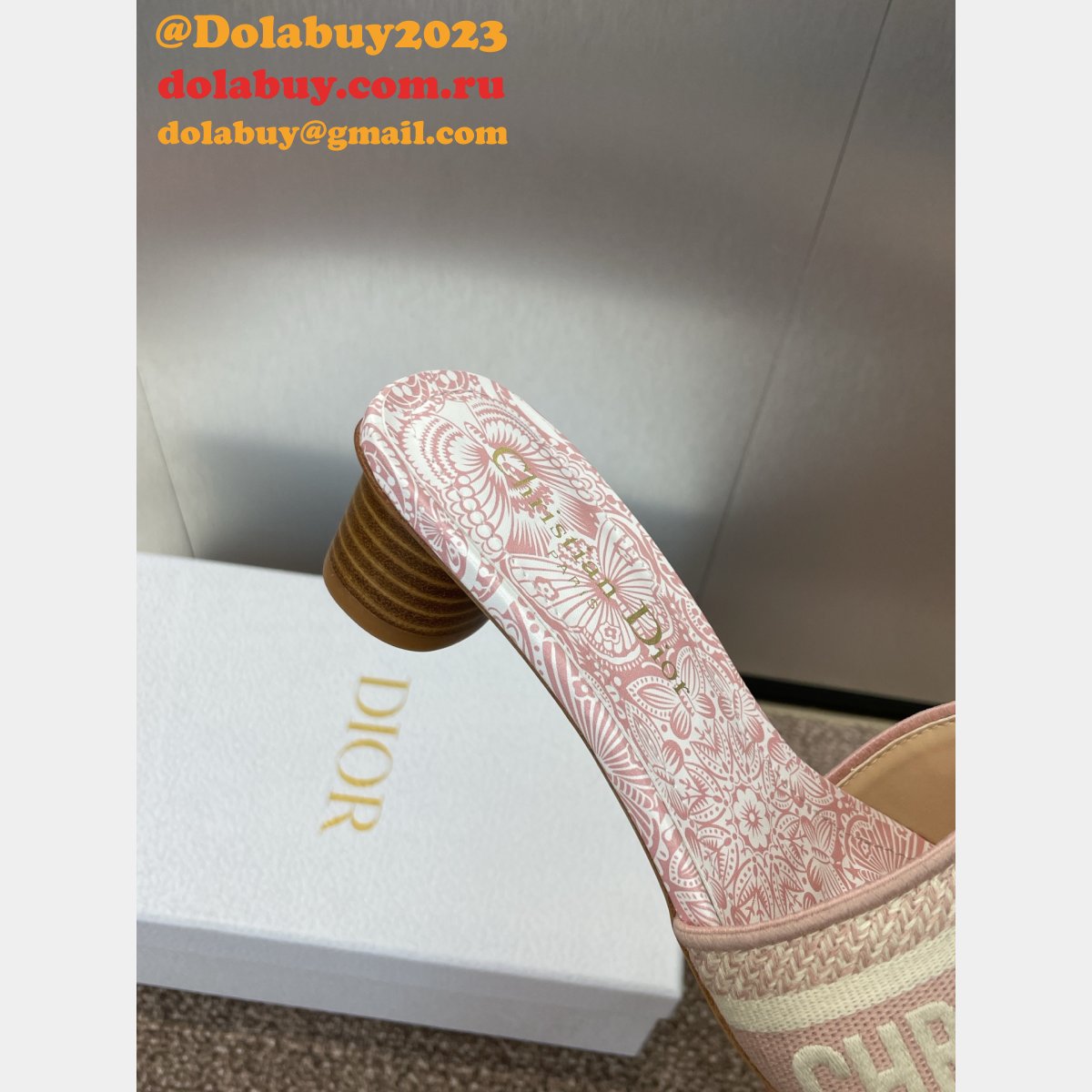 Wholesale 1:1 Mirror Dway Heeled Slide
