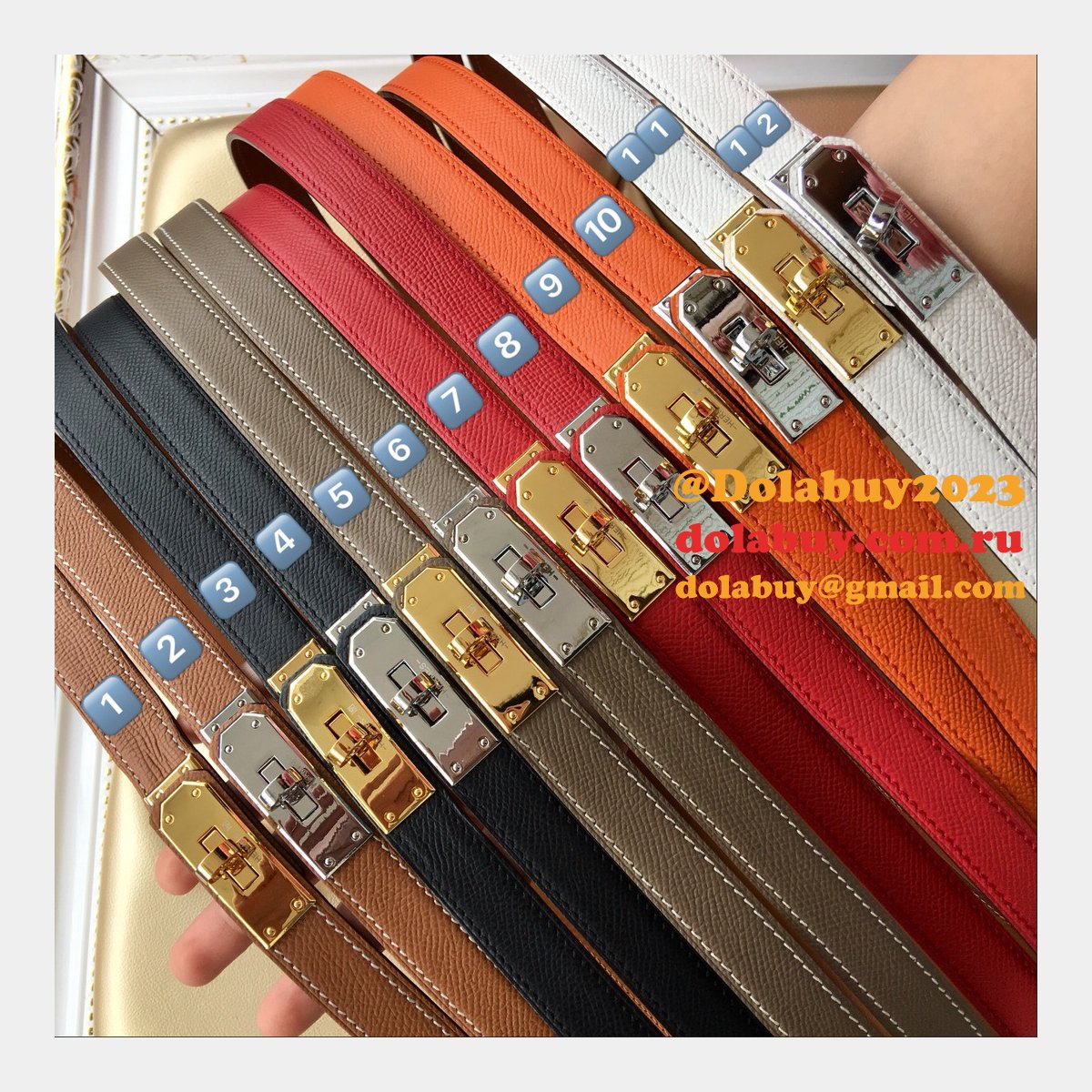 7 Star hottest selling hermes kelly thin belt 17mm
