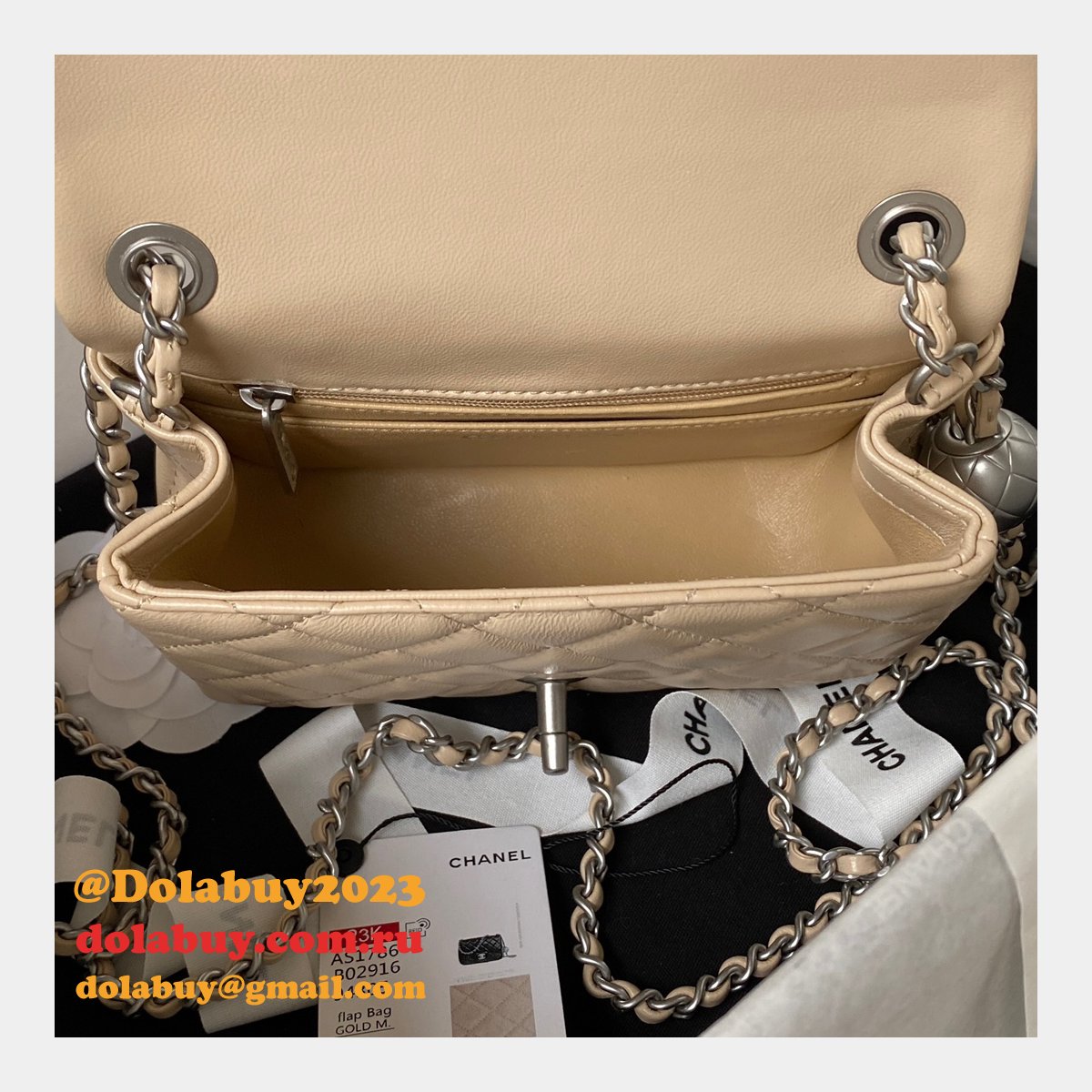 Top Quality CC CF mini classical AS1786 SILVER BALL bag