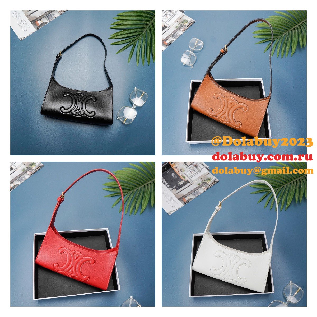 Shop Designer Celine Shoulder bag cuir triomphe 198153 smooth