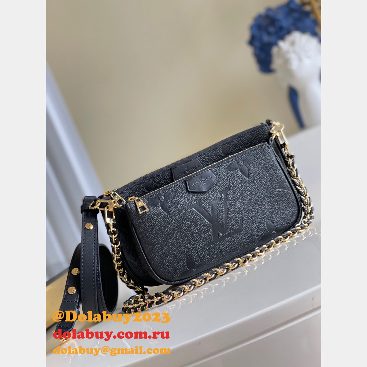 Louis Vuitton Cheap M57631 Black Pochette Accessories Monogram