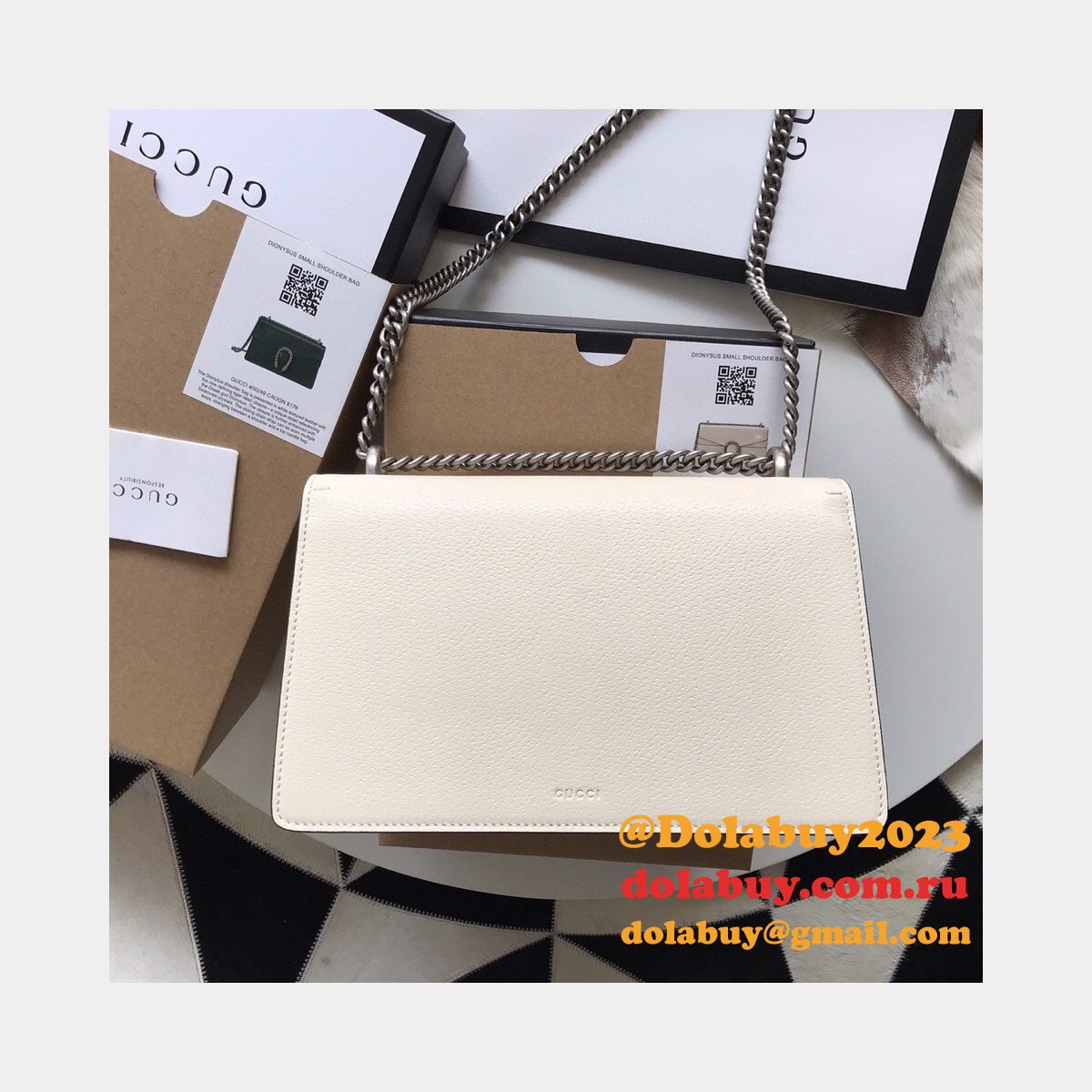 wholesale replica G*u*i 400249 dionysus gg supreme shoulder white bag