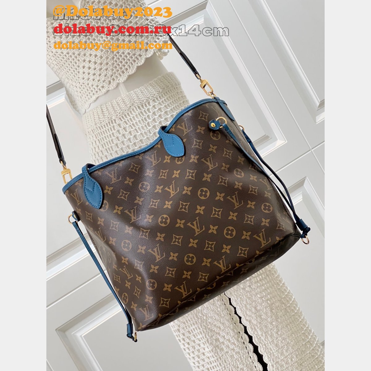Louis Vuitton Knockoff M13753 Neverfull Bandouliére Blue Bag