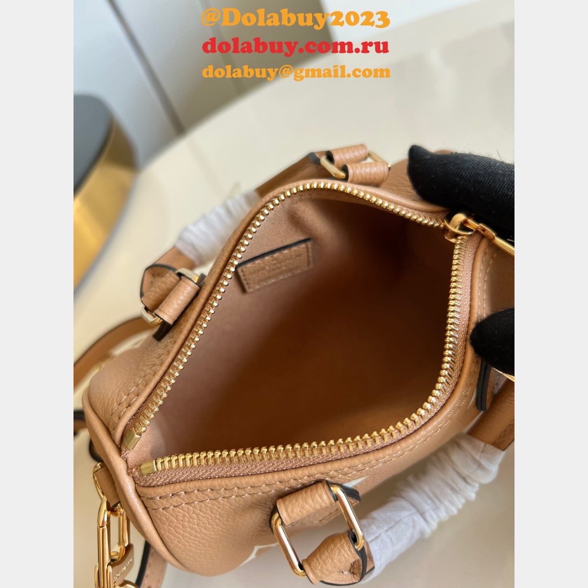 Louis Vuitton M81456 Nano Speedy Bicolor Monogram Empreinte Leather