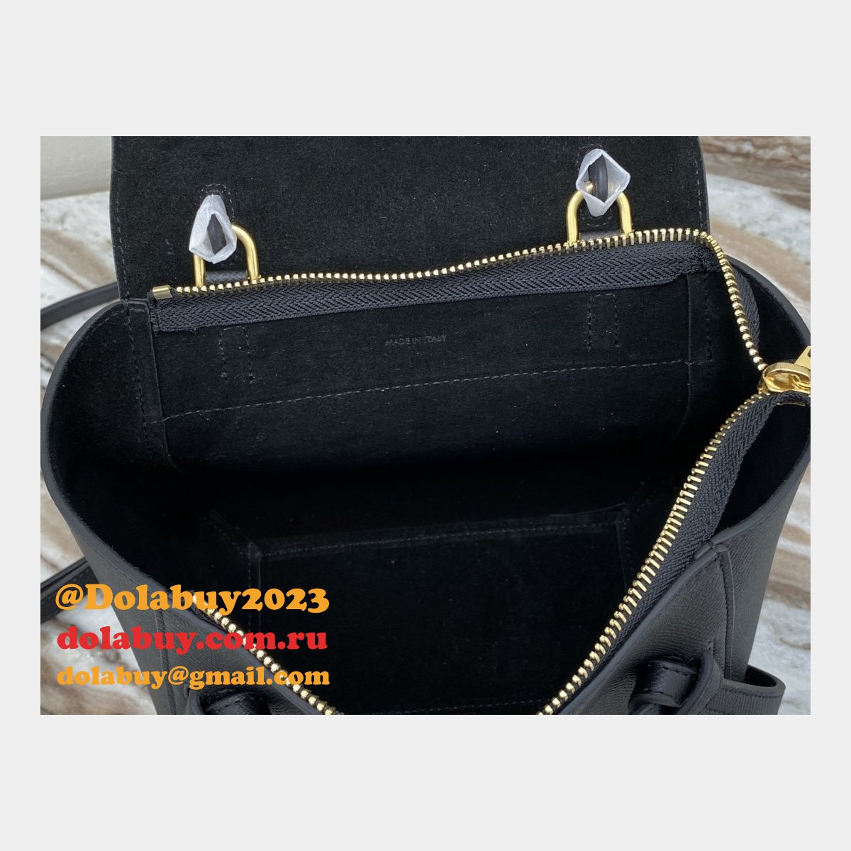 Replica Celine Leather Nano Belt Bag in Black