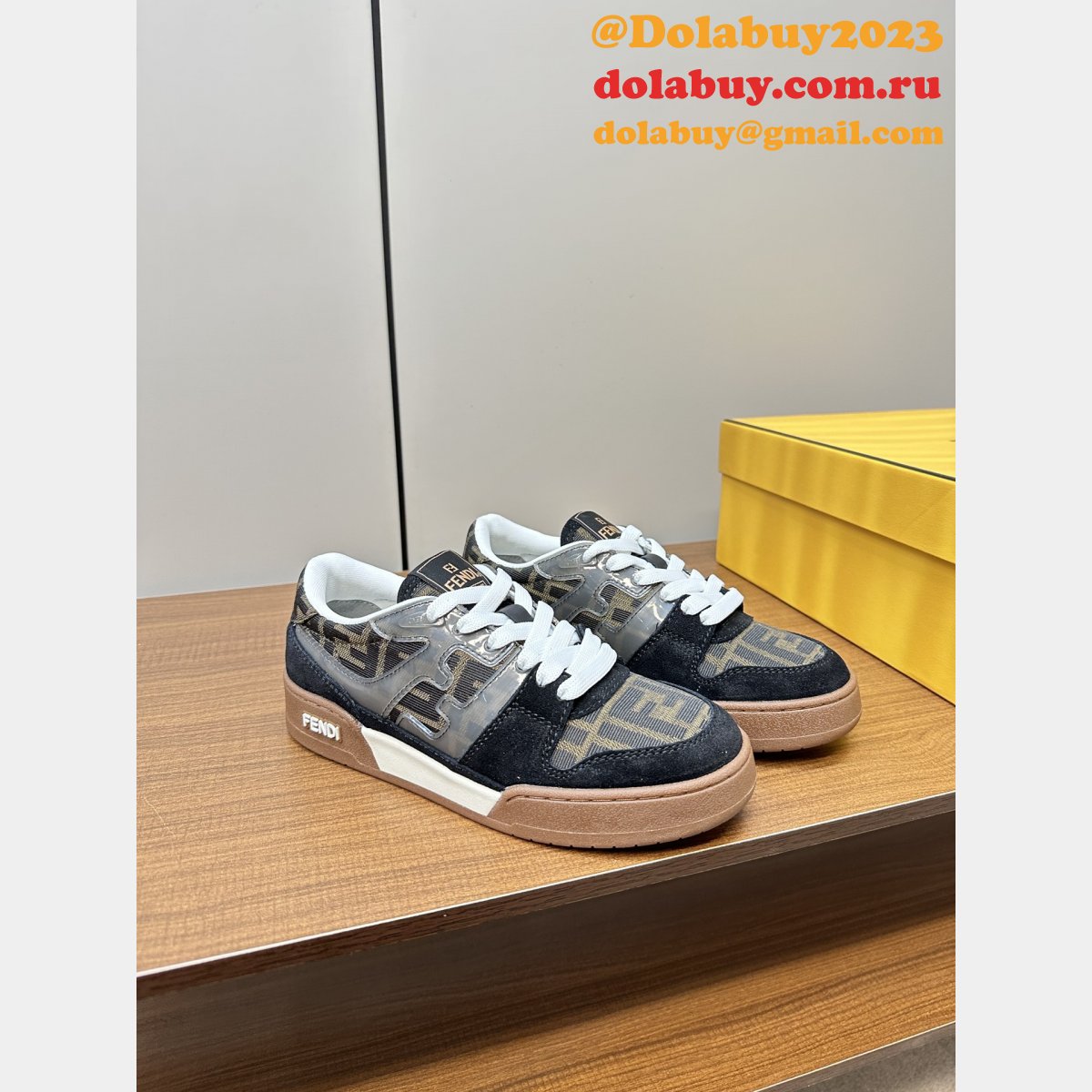 F**di match leather sneakers